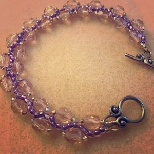 Pink crystal beaded bracelet